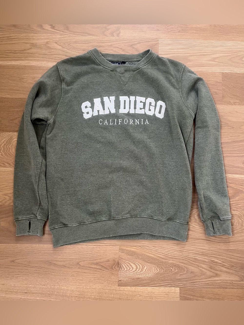 Oceanbeach San Diego California Crewneck Sweatshirt - Olive Green. Sz XL